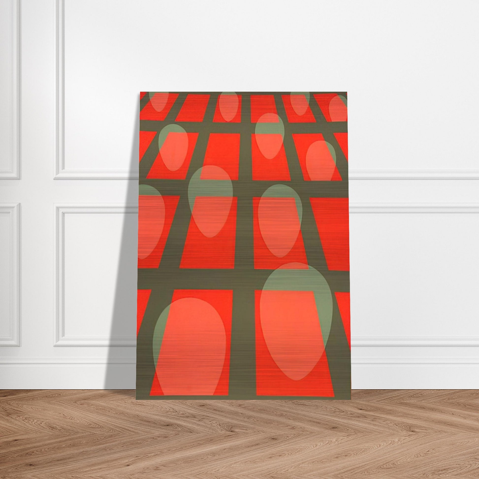 Untitled - Faces in a Grid Red - 1971 - Clarence Holbrook Carter Brushed Aluminum Print - 70x100 cm / 28x40 inches | Clarence Holbrook Carter Aluminum Print | Clarence Holbrook Carter Prints