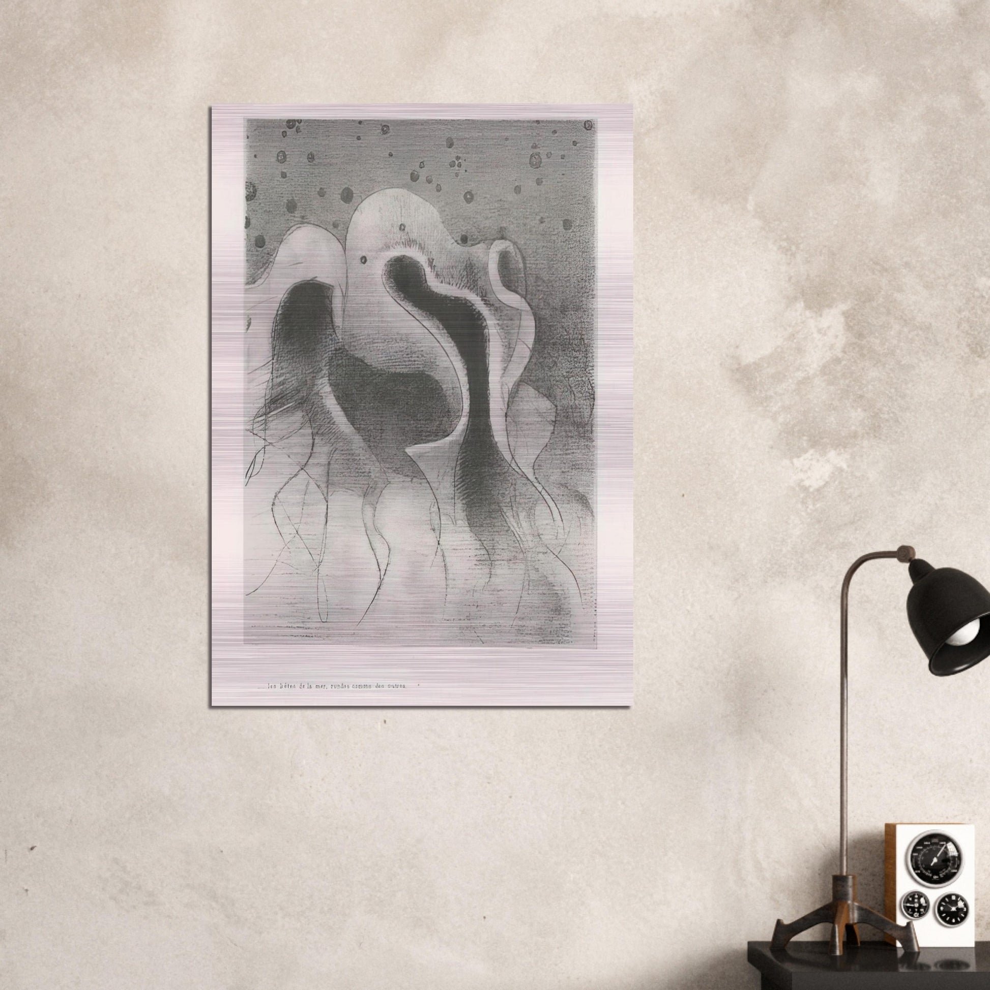 THE BEASTS OF THE SEA ROUND LIKE LEATHER BOTTLES PLATE 22 1896 - Odilon Redon Brushed Aluminum Print - 70x100 cm / 28x40 inches | Odilon Redon Aluminum Print | Odilon Redon Prints
