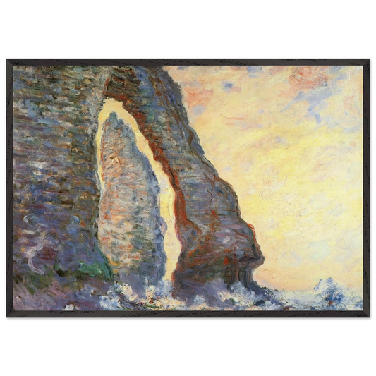 The Rock Needle Seen through the Porte dAval - claude monet 70x100 cm / 28x40 inches Framed Art Print – Black Wooden Frame