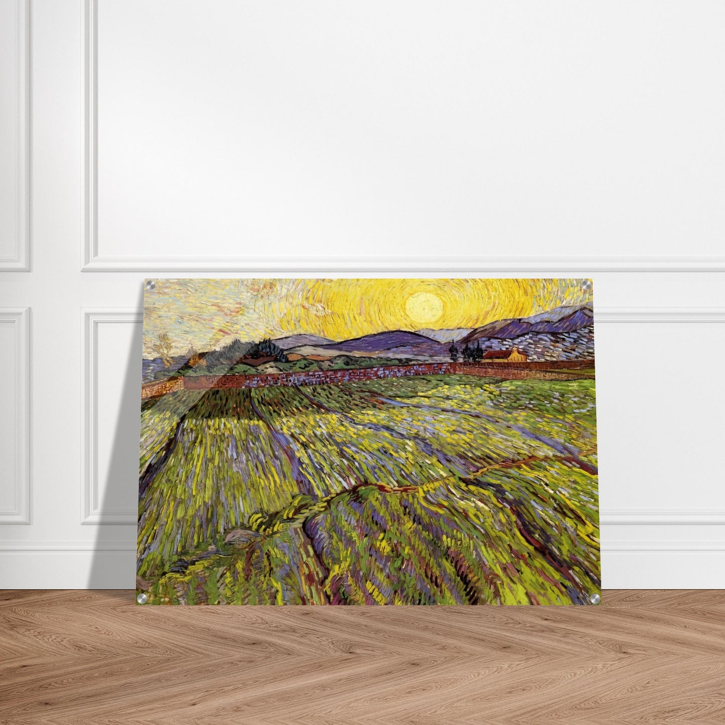 Enclosed field with rising sun - Vincent van Gogh Acrylic Print - 70x100 cm / 28x40″ inches