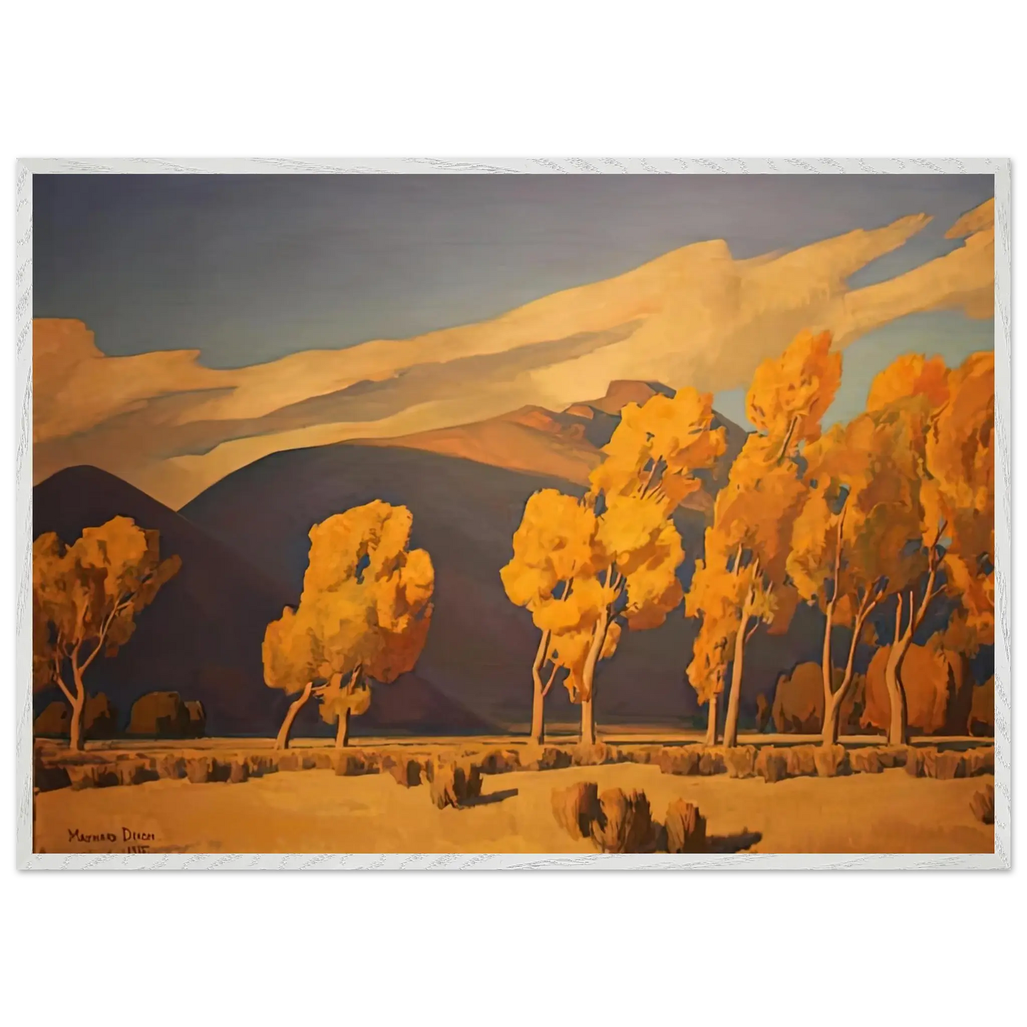 Maynard Dixon - NOVEMBER IN NEVADA 1935 Wall art - 70x100 cm / 28x40 Inches - Premium Wooden Framed Poster With Fine Art Paper - Wood frame