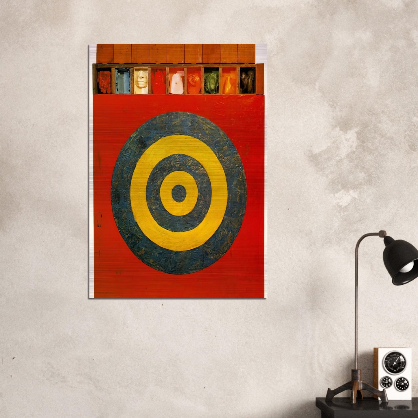 TARGET WITH PLASTER CASTS 1955 - Jasper Johns Brushed Aluminum Print - 70x100 cm / 28x40 inches | Jasper Johns Aluminum Print | Jasper Johns Prints