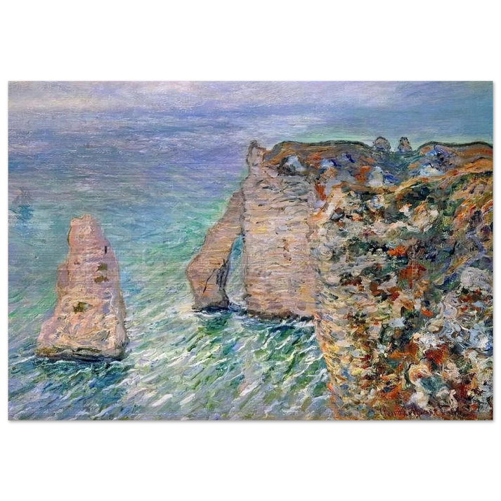 The Rock Needle and the Porte d'Aval - claude monet Brushed Aluminum Print - 70x100 cm / 28x40 inches | claude monet Aluminum Print | claude monet Prints