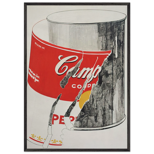 Big Torn Campbells Soup Can  Pepper Pot  - Andy Warhol 70x100 cm / 28x40 inches Framed Art Print – Black Wooden Frame