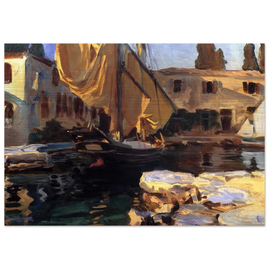 San Vigilio. A Boat with Golden Sail - John Singer Sargent Brushed Aluminum Print - 70x100 cm / 28x40 inches | John Singer Sargent Aluminum Print | John Singer Sargent Prints