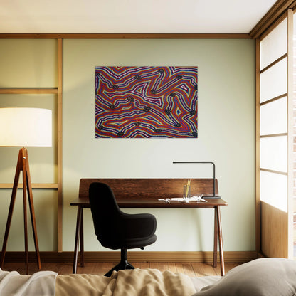Narripi Dreaming - 1992 - Clifford Possum Tjapaltjarri Brushed Aluminum Print - 70x100 cm / 28x40 inches | Clifford Possum Tjapaltjarri Aluminum Print | Clifford Possum Tjapaltjarri Prints