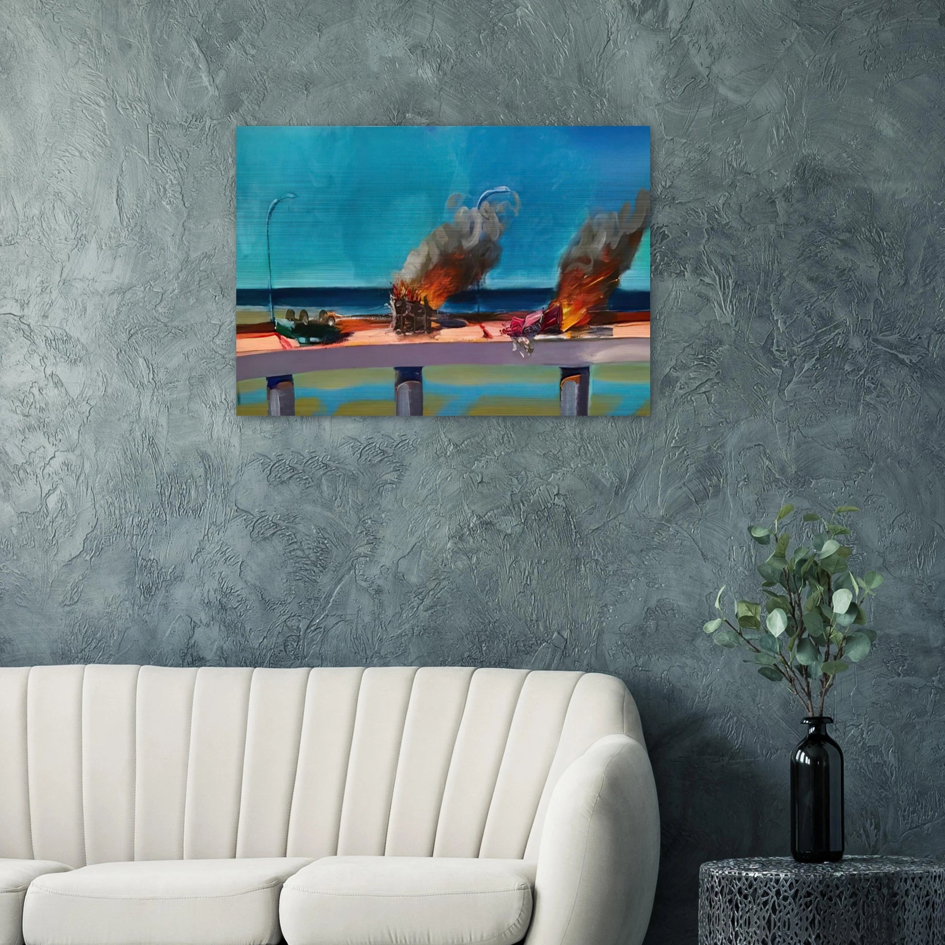 Longo Crash - 1982 - Carlos Almaraz Brushed Aluminum Print - 70x100 cm / 28x40 inches | Carlos Almaraz Aluminum Print | Carlos Almaraz Prints