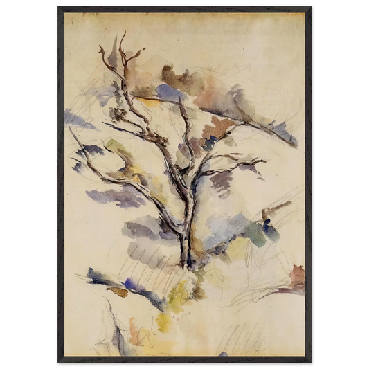The Oak - Paul Cezanne 70x100 cm / 28x40 inches Framed Art Print – Black Wooden Frame