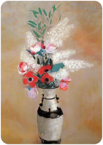 BOUQUET WITH WHITE LILIES IN A JAPANESE VASE By Odilon Redon Pack of 10 Post Cards | Odilon Redon Post Cards | A6 (10.5 x 14.8 cm) - 4.1 x 5.8 inches