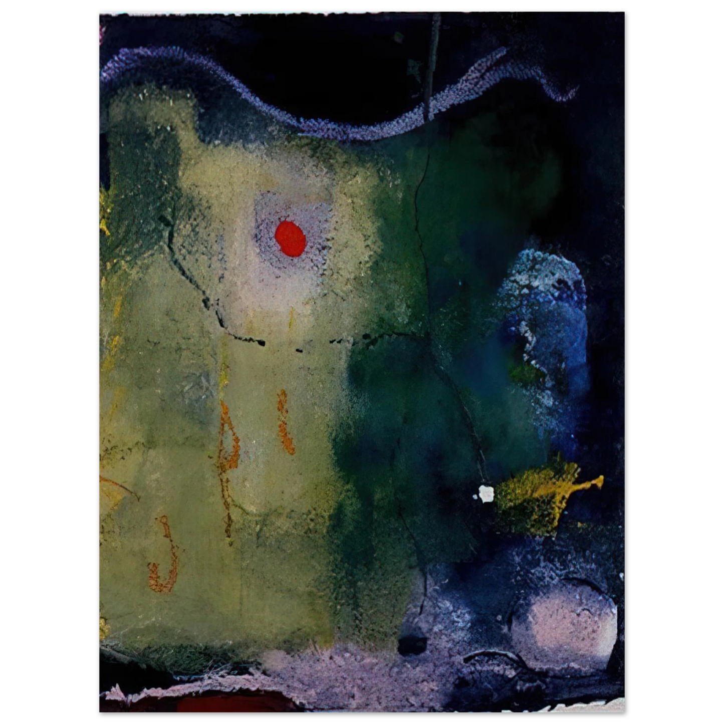 Helen Frankenthaler - The Other Side of the Moon - 1995 Wall art - 28x43  cm / XL (11x17 inches) - Premium Wooden Framed Poster With Fine Art Paper-canvas - Wood frame