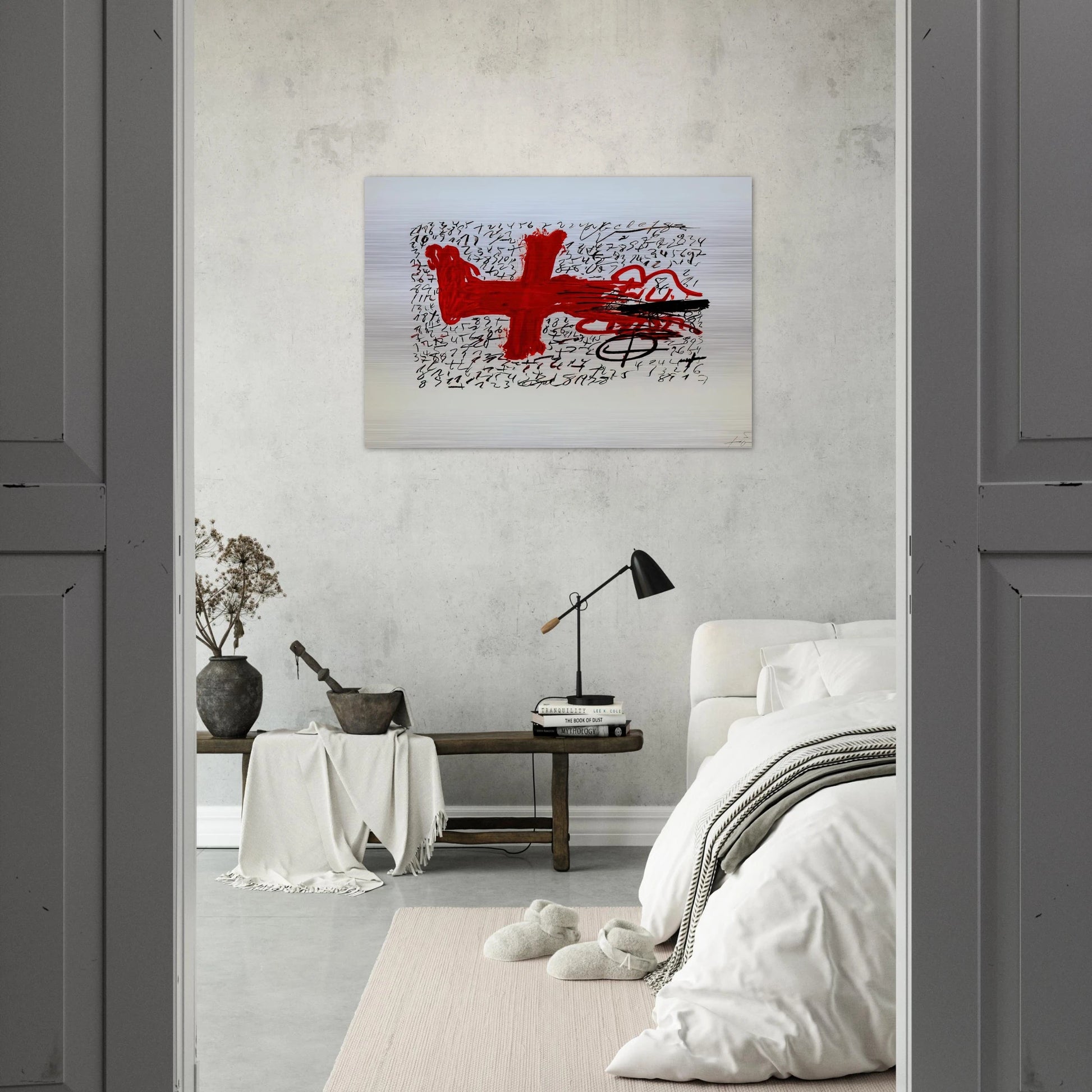 JAMBE ET CHIFFRES 1984 - Antoni Tapies Brushed Aluminum Print - 70x100 cm / 28x40 inches | Antoni Tapies Aluminum Print | Antoni Tapies Prints