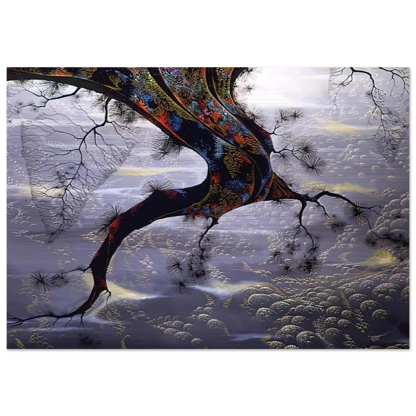 Pine Branch - Eyvind Earle Brushed Aluminum Print - 70x100 cm / 28x40 inches | Eyvind Earle Aluminum Print | Eyvind Earle Prints