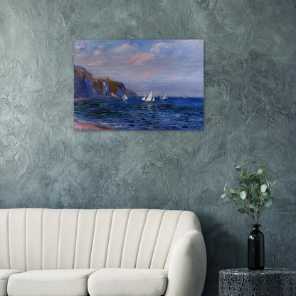 Cliffs and Sailboats at Pourville - claude monet Brushed Aluminum Print - 70x100 cm / 28x40 inches | claude monet Aluminum Print | claude monet Prints