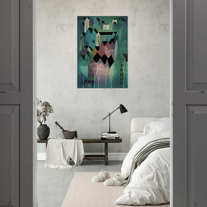 Village - Eyvind Earle Brushed Aluminum Print - 70x100 cm / 28x40 inches | Eyvind Earle Aluminum Print | Eyvind Earle Prints