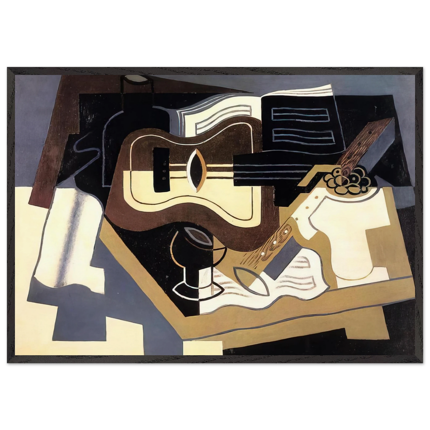 GUITAR AND CLARINET 1920 - Juan Gris 70x100 cm / 28x40 inches Framed Art Print – Black Wooden Frame