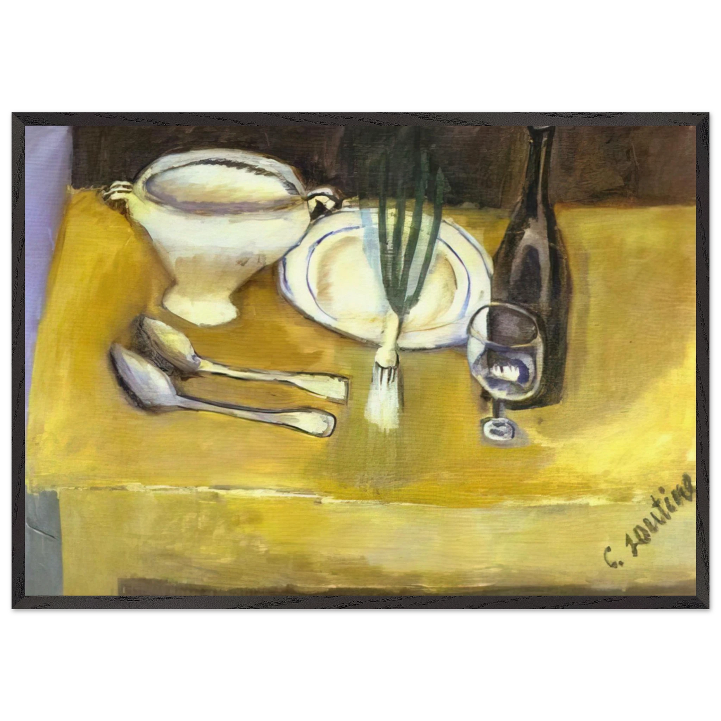 STILL LIFE WITH SOUP TUREEN - Chaim Soutine 70x100 cm / 28x40 inches Framed Art Print – Black Wooden Frame