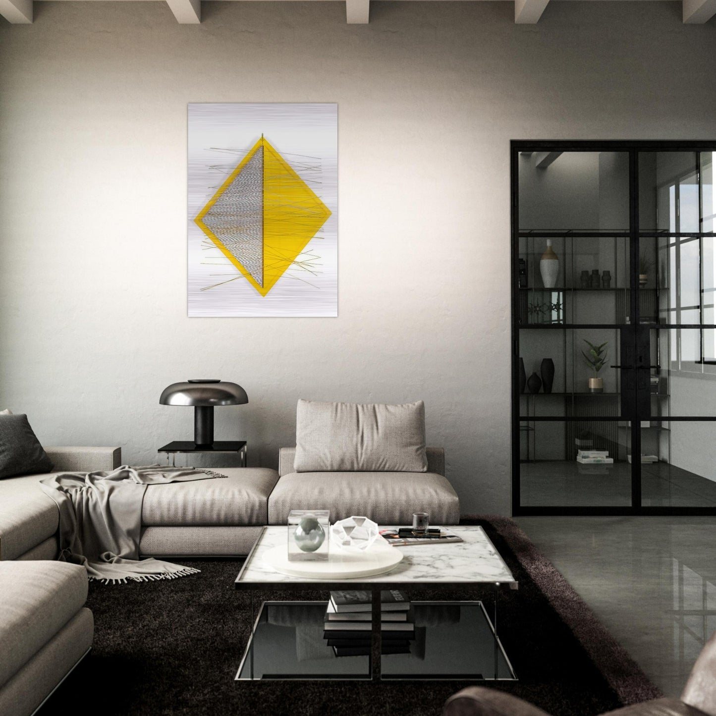 PETITE LOSANGE JAUNE - Jesus Rafael Soto Brushed Aluminum Print - 70x100 cm / 28x40 inches | Jesus Rafael Soto Aluminum Print | Jesus Rafael Soto Prints
