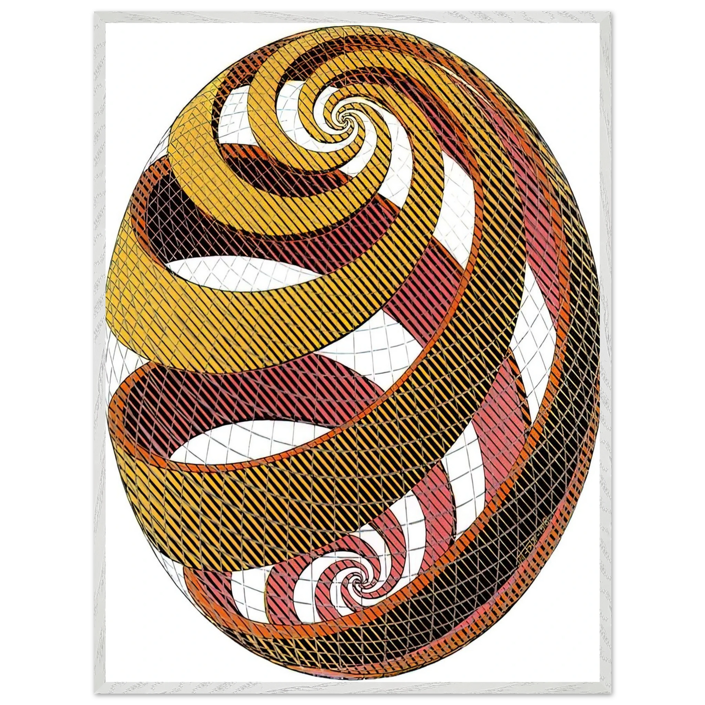 MC Escher - SPHERE SPIRALS Wall Art - 60x80 cm / 24x32 inches - Premium Wooden Framed Poster With Fine Art Paper-canvas - Black frame