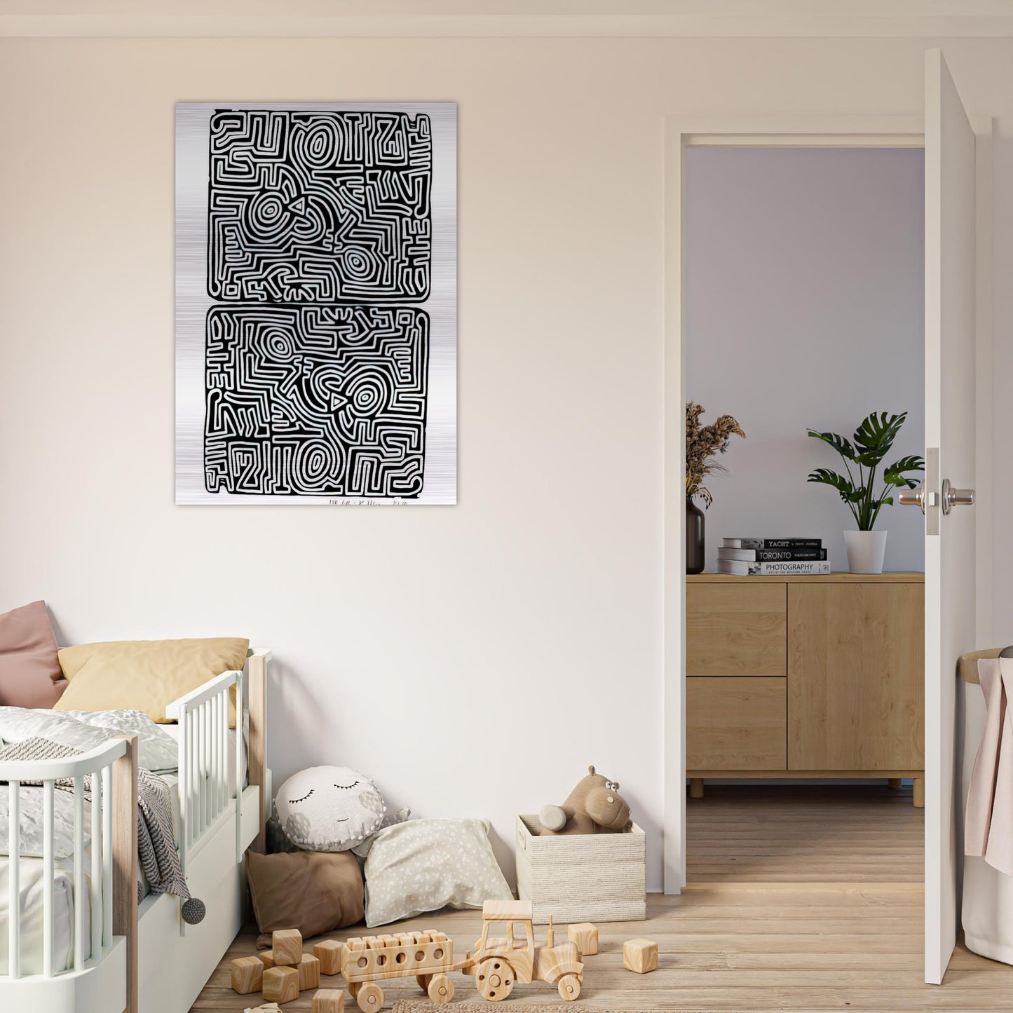 LABYRINTH 1989 - Keith Haring Brushed Aluminum Print - 70x100 cm / 28x40 inches | Keith Haring Aluminum Print | Keith Haring Prints