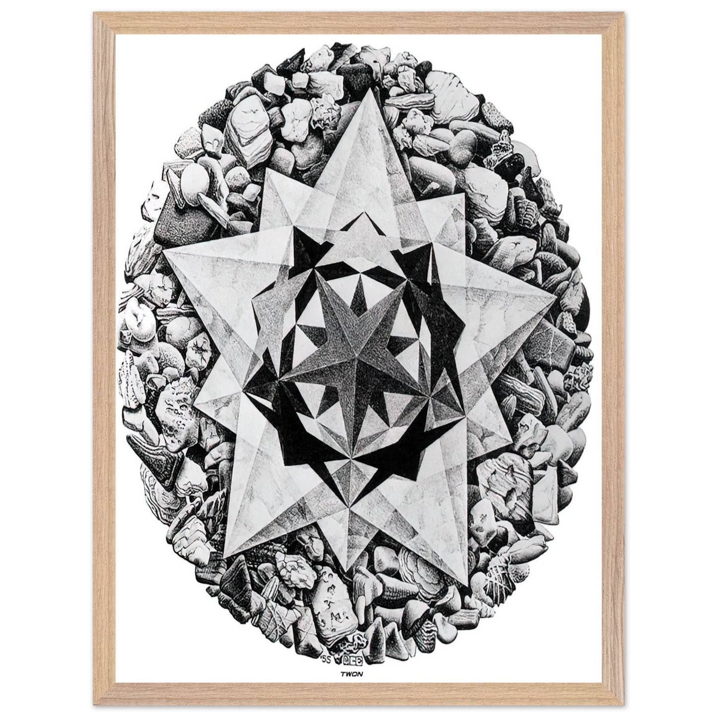 MC Escher - ESCHER (1) Wall Art - 21x29.7 cm / 8x12" - Premium Wooden Framed Poster With Fine Art Paper-canvas - Wood frame