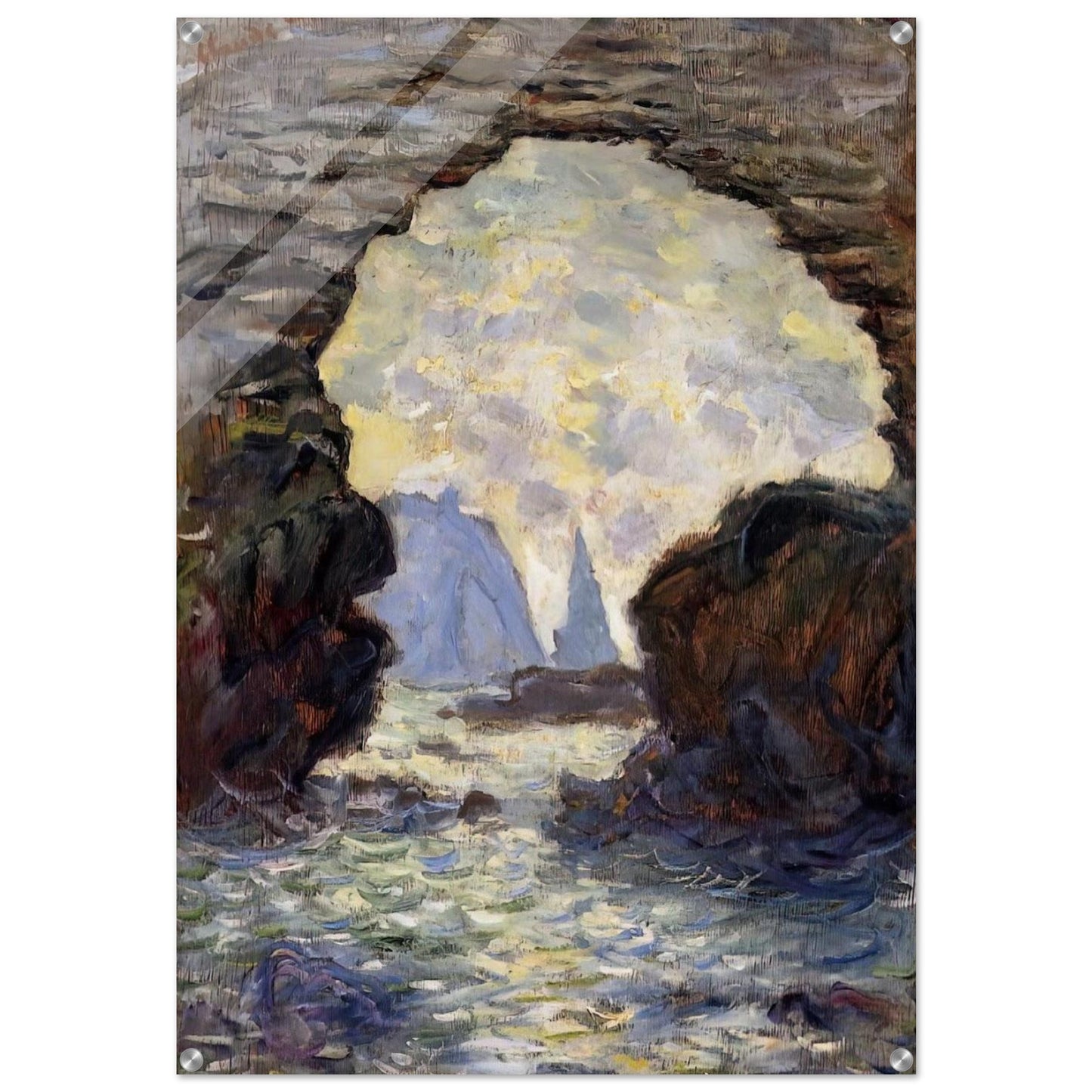 The Rock Needle Seen through the Porte d'Aumont - claude monet Acrylic Print - 70x100 cm / 28x40″ inches