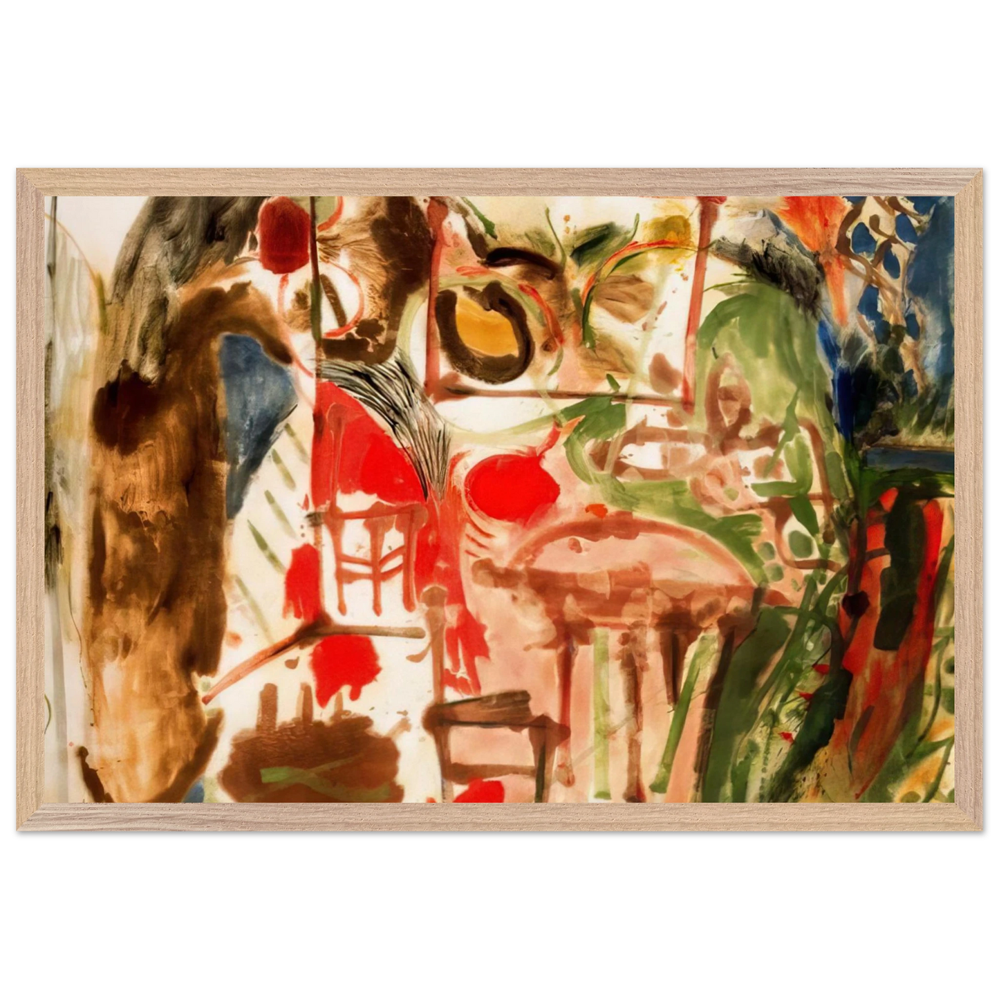 Helen Frankenthaler - Interior - 1957 Wall art - 30x45 cm / 12x18 inches - Premium Wooden Framed Poster With Fine Art Paper-canvas - Wood frame