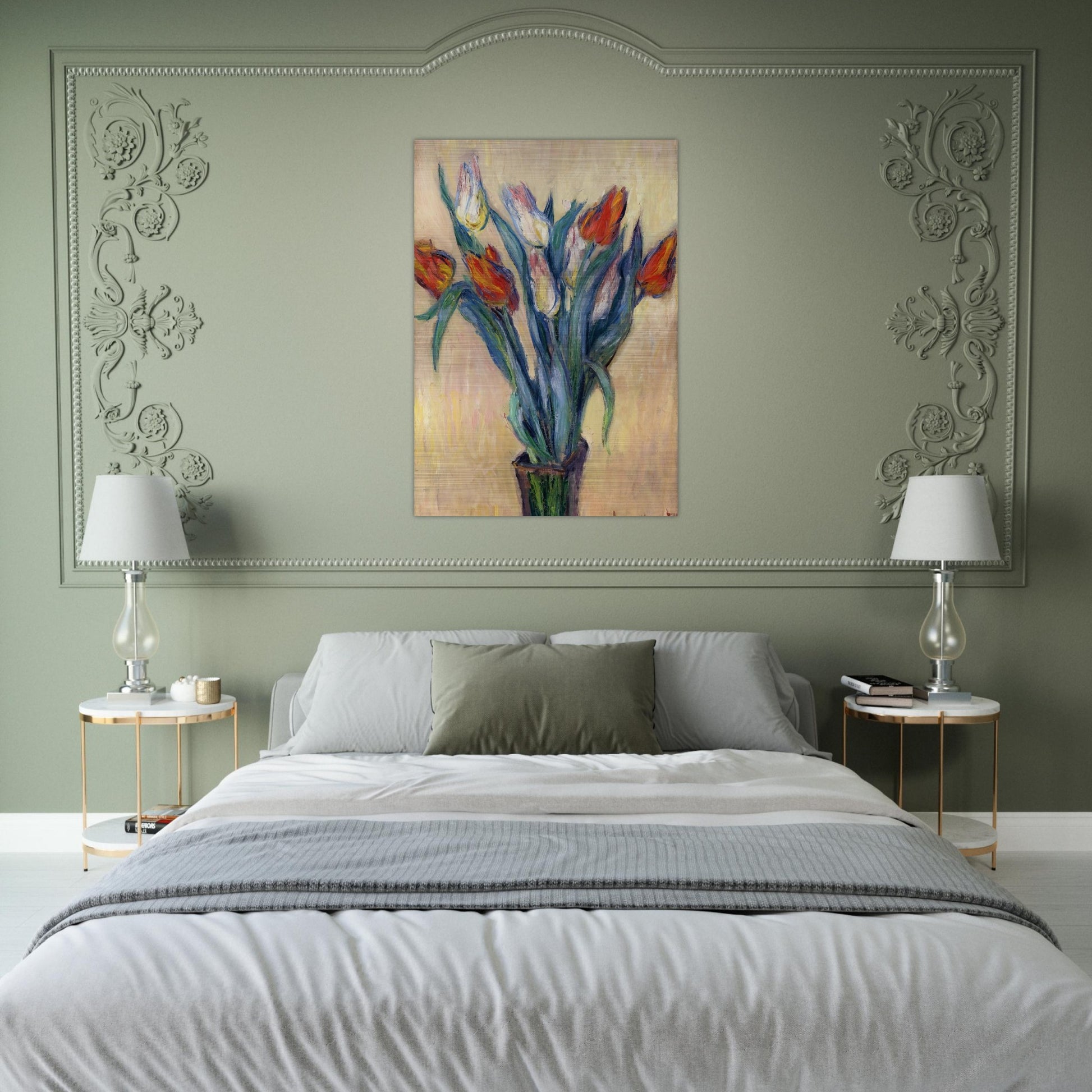 Vase of Tulips - claude monet Brushed Aluminum Print - 70x100 cm / 28x40 inches | claude monet Aluminum Print | claude monet Prints