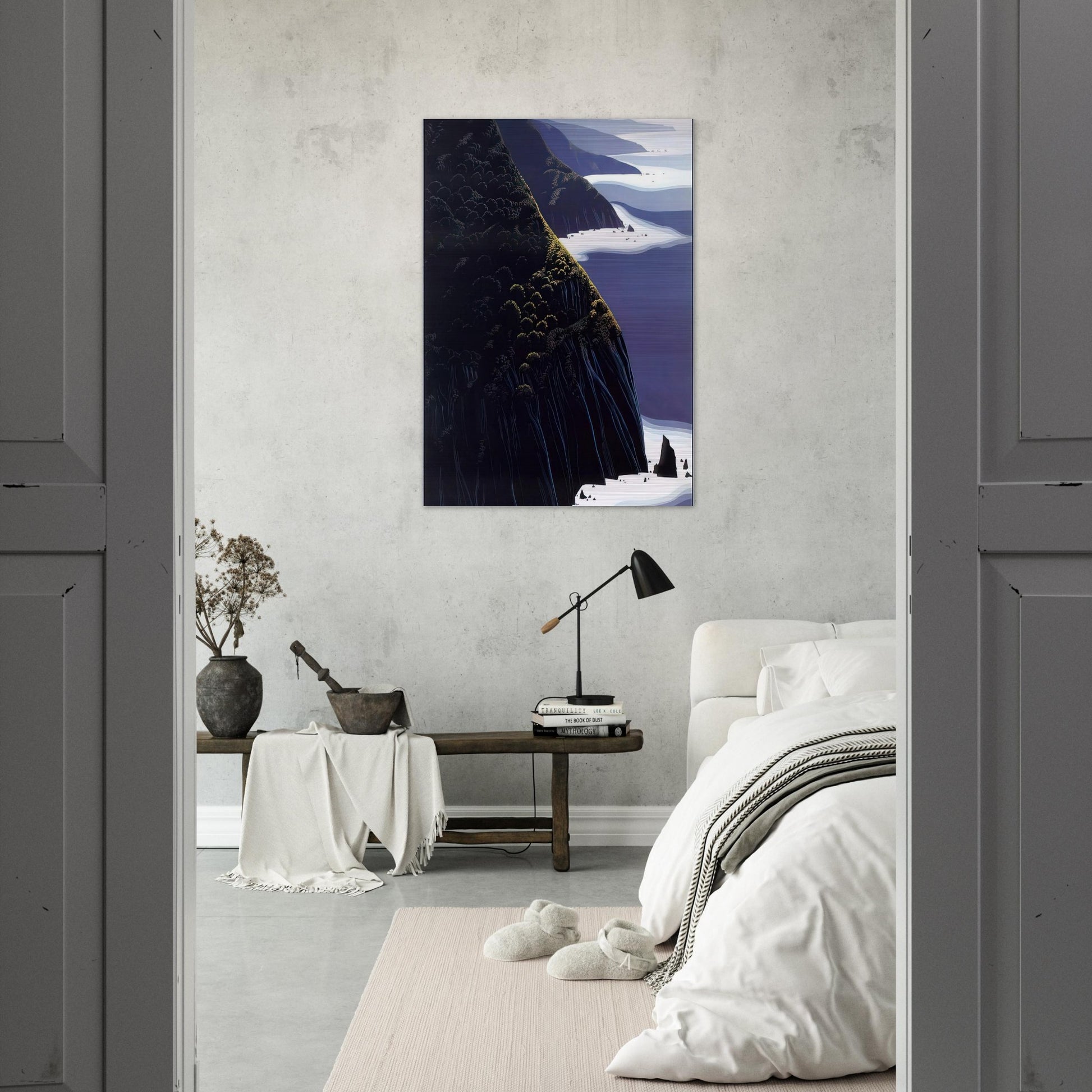Gray Big Sur - Eyvind Earle Brushed Aluminum Print - 70x100 cm / 28x40 inches | Eyvind Earle Aluminum Print | Eyvind Earle Prints