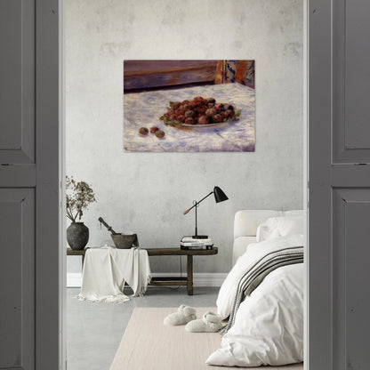 Still Life, a Plate of Plums - Pierre-Auguste Renoir Brushed Aluminum Print - 70x100 cm / 28x40 inches | Pierre-Auguste Renoir Aluminum Print | Pierre-Auguste Renoir Prints
