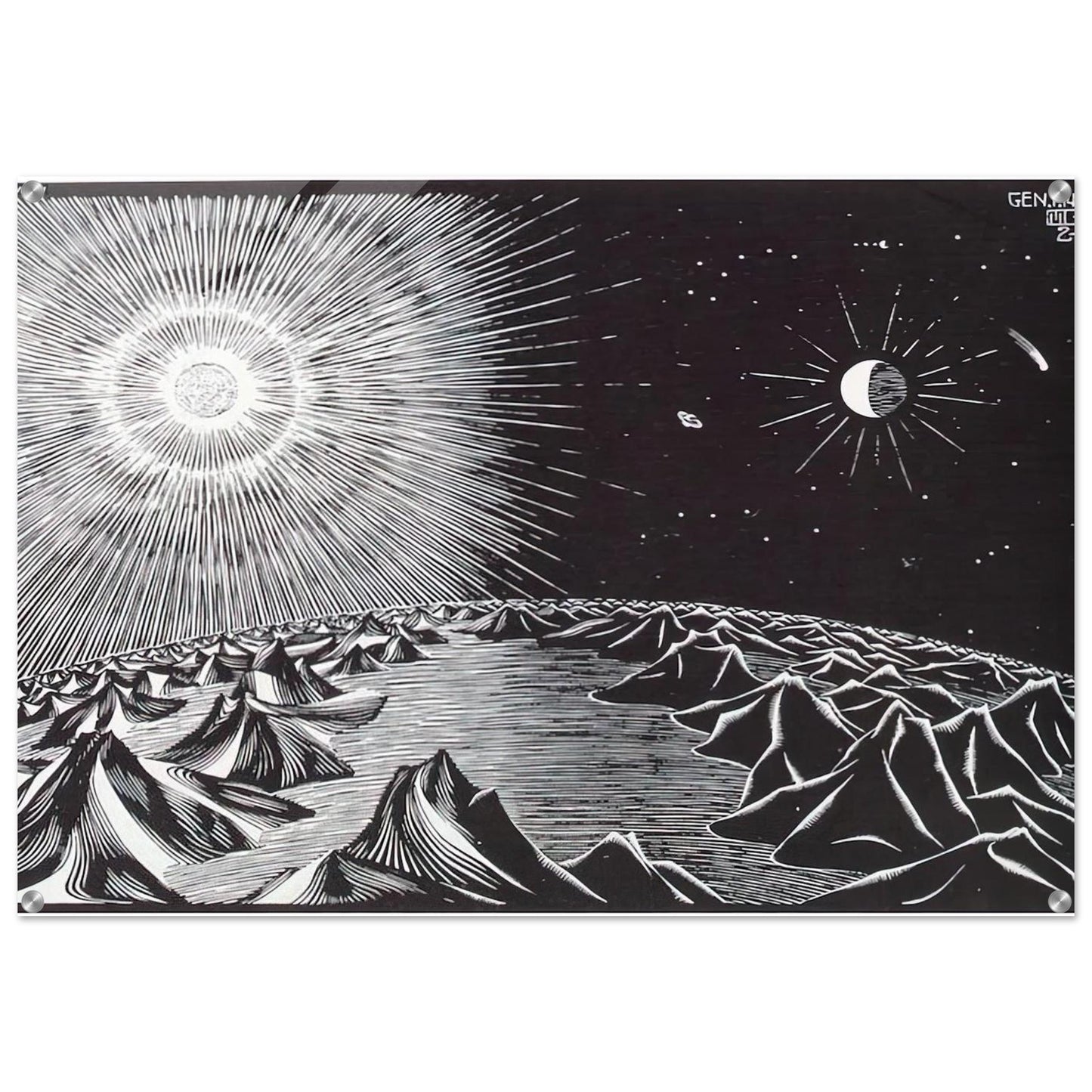 THE 4TH DAY OF THE CREATION - MC Escher Acrylic Print - 70x100 cm / 28x40″ inches | MC Escher Wall Art | MC Escher Prints