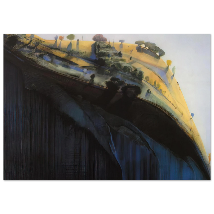 Wayne Thiebaud - Coloma Ridge - 1968 Wall Art - 21x29.7 cm / 8x12" - Premium Wooden Framed Poster With Fine Art Paper-canvas - Black frame