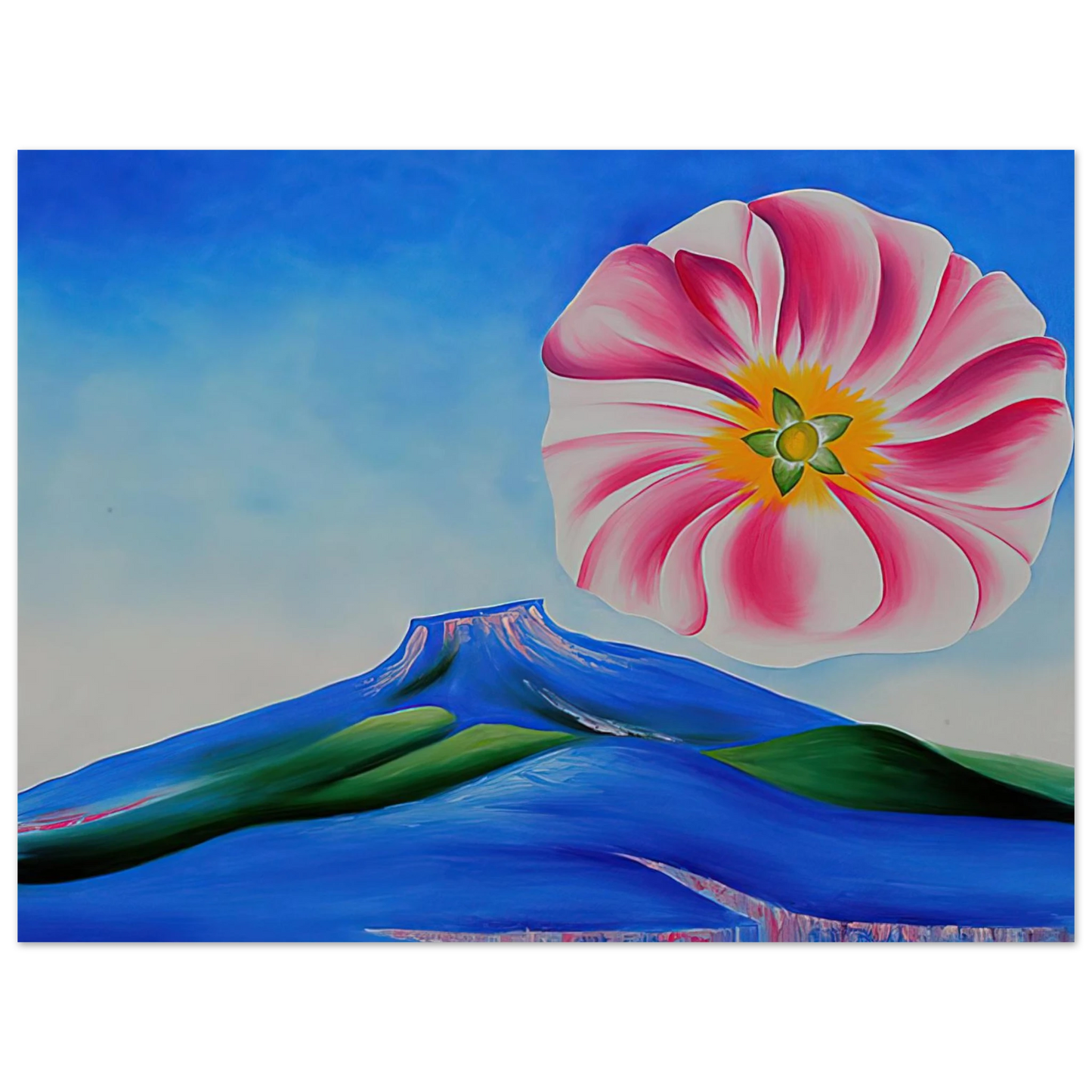 Georgia O'Keeffe - Hollyhock Pink with Pedernal Fine Art Poster