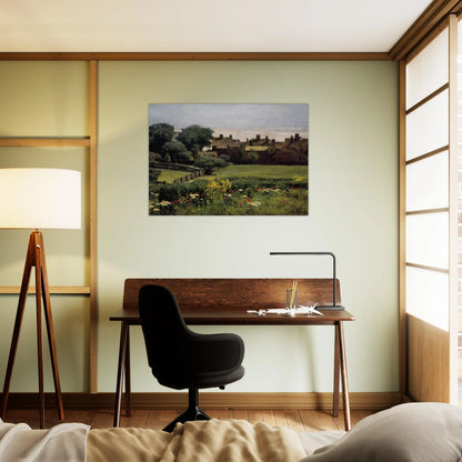 Village Scene - Childe Hassam Brushed Aluminum Print - 70x100 cm / 28x40 inches | Childe Hassam Aluminum Print | Childe Hassam Prints