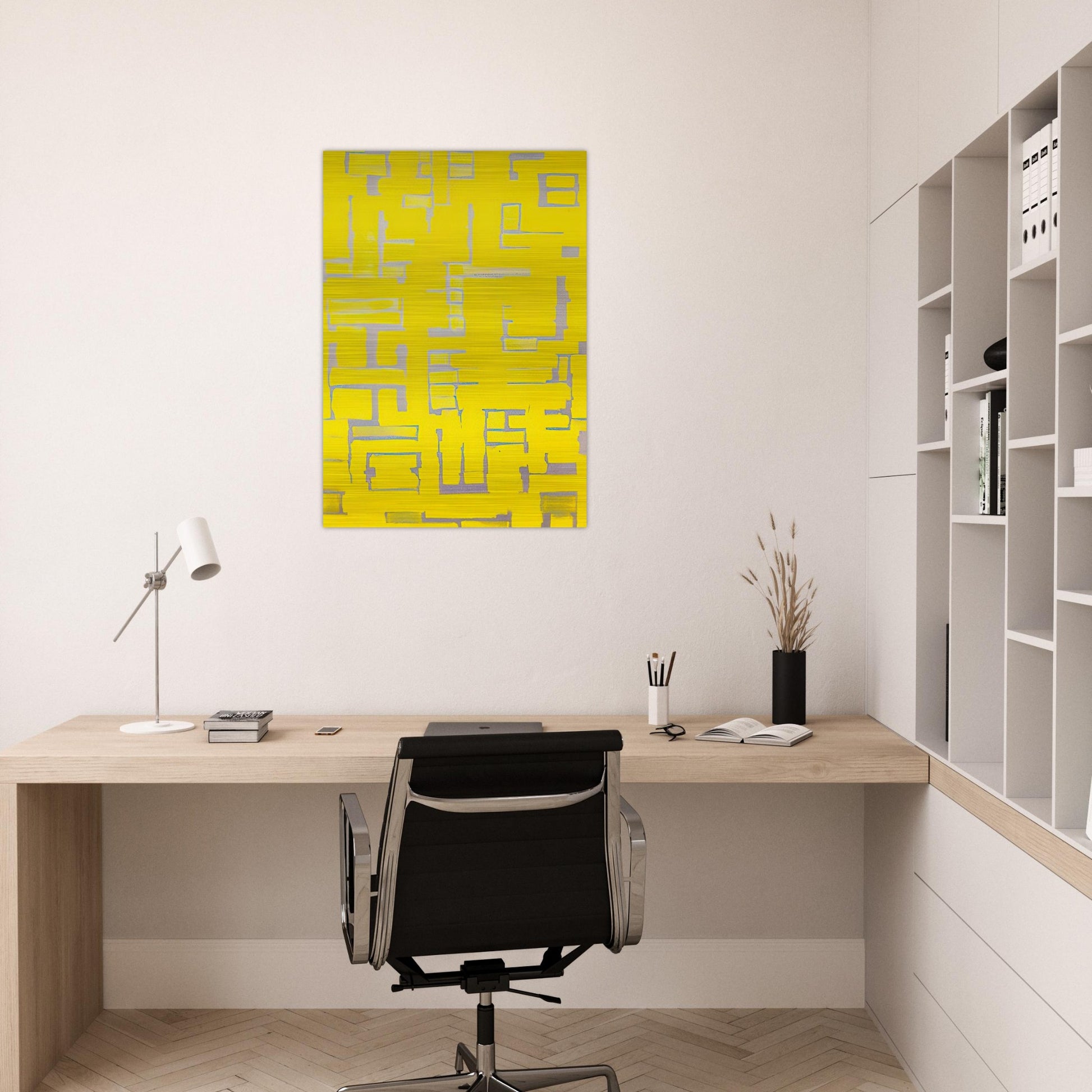 Untitled Yellow and White - 1950 - Ad Reinhardt Brushed Aluminum Print - 70x100 cm / 28x40 inches | Ad Reinhardt Aluminum Print | Ad Reinhardt Prints
