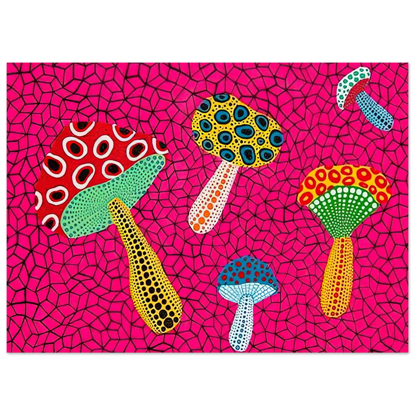 Yayoi Kusama - MUSHROOMS 1995 Fine Art Poster