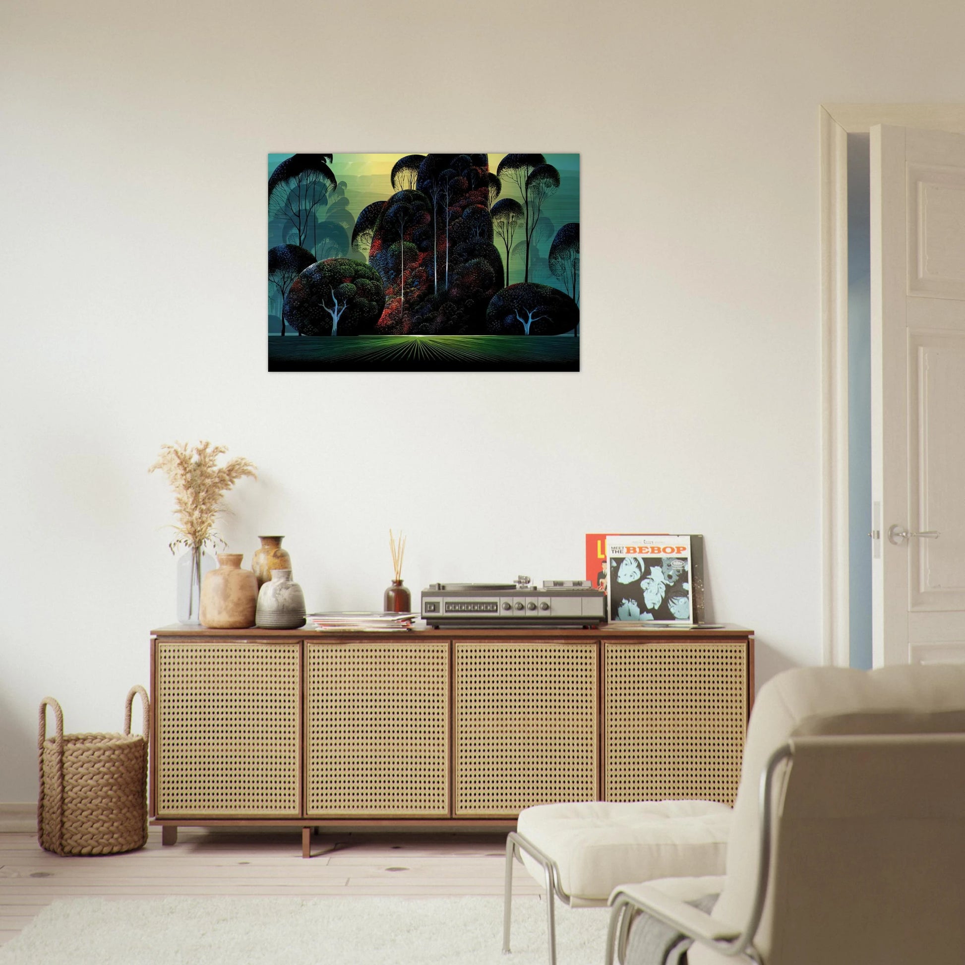 Mendacino - Eyvind Earle Brushed Aluminum Print - 70x100 cm / 28x40 inches | Eyvind Earle Aluminum Print | Eyvind Earle Prints
