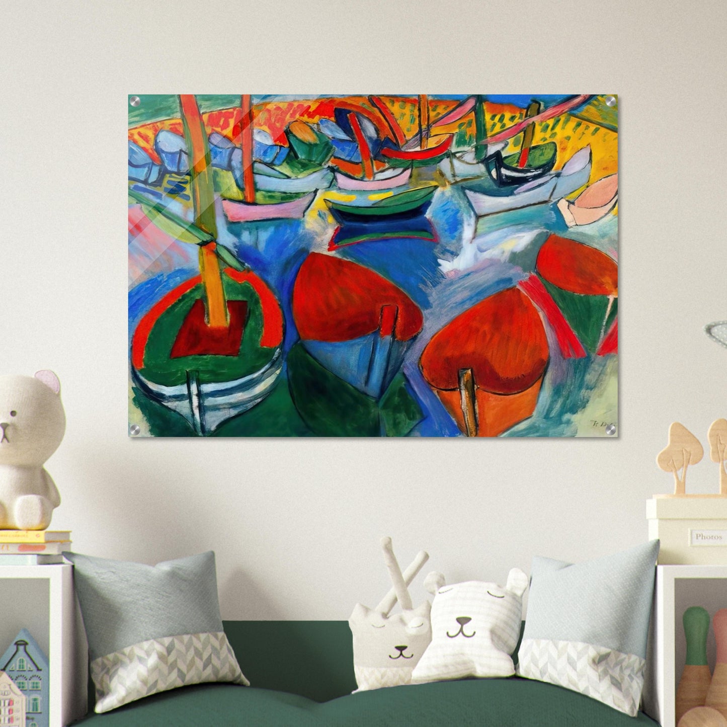 BOATS AT MARTIGUES 1908 - Raoul Dufy Acrylic Print - 70x100 cm / 28x40″ inches | Raoul Dufy Wall Art | Raoul Dufy Prints