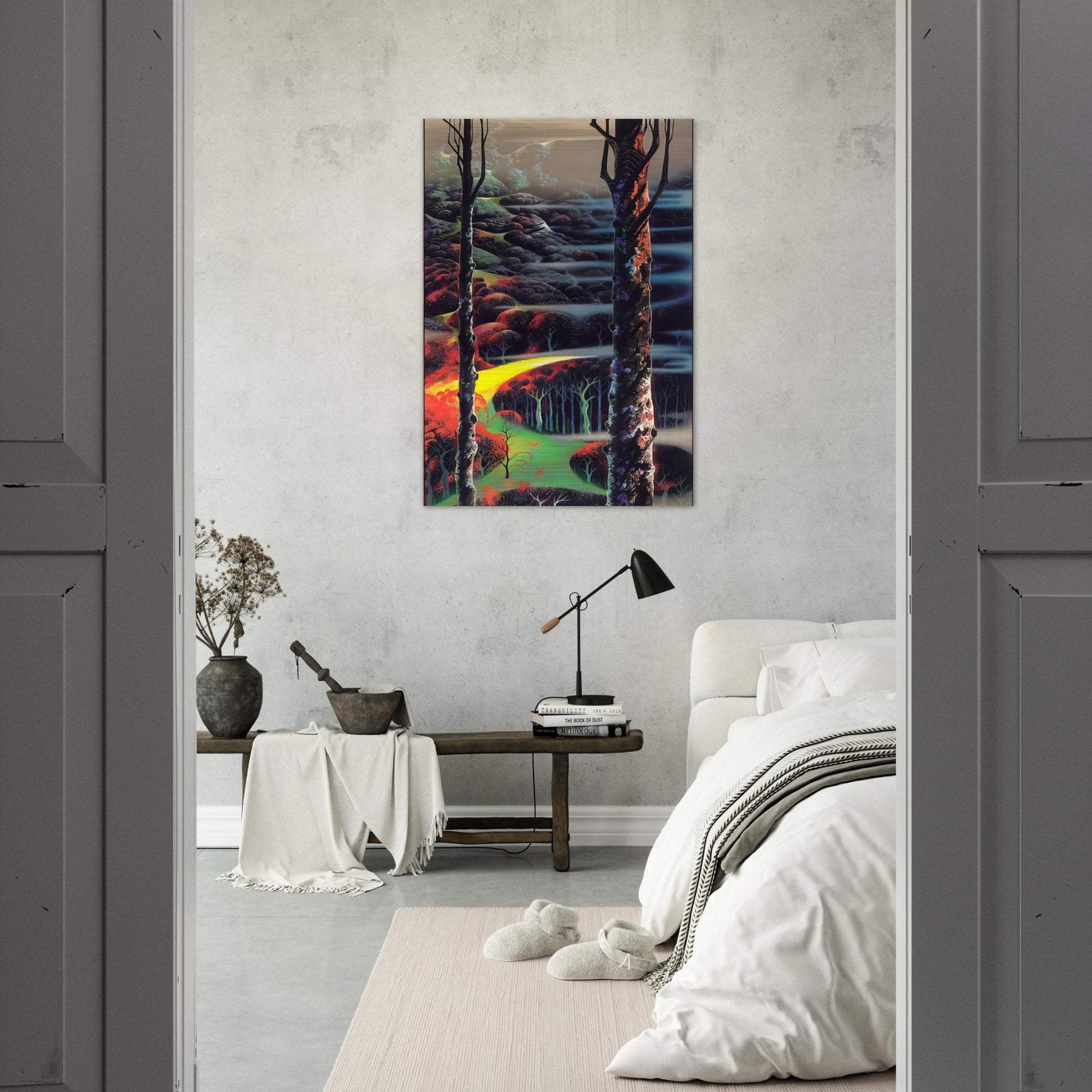 A Touch of Autumn - Eyvind Earle Brushed Aluminum Print - 70x100 cm / 28x40 inches | Eyvind Earle Aluminum Print | Eyvind Earle Prints