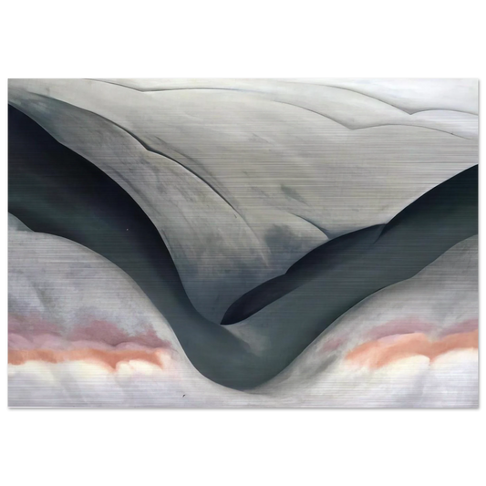 Black Place, Grey and Pink - Georgia O'Keeffe Brushed Aluminum Print - 70x100 cm / 28x40 inches | Georgia O'Keeffe Aluminum Print | Georgia O'Keeffe Prints