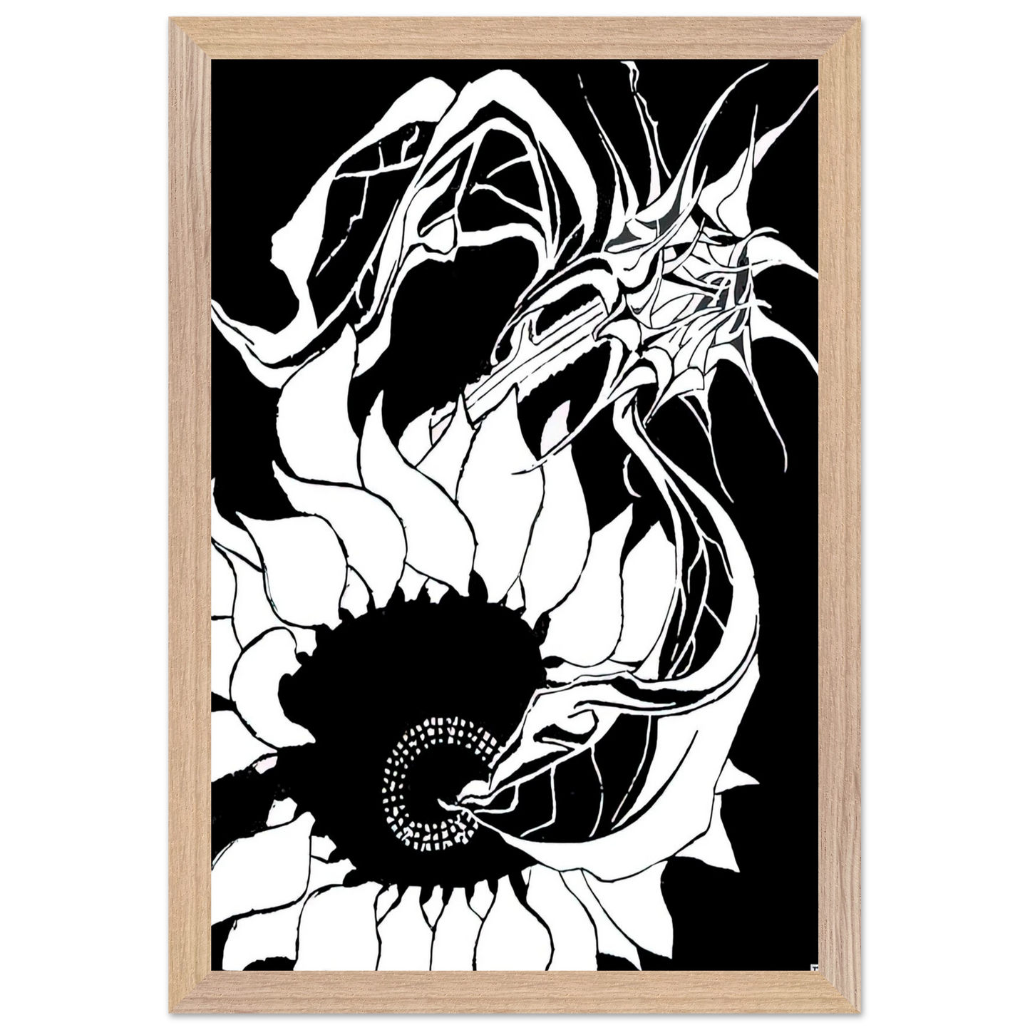 MC Escher - SUNFLOWERS Wall Art - 30x40 cm / 12x16 inches - Premium Wooden Framed Poster With Fine Art Paper-canvas - Wood frame