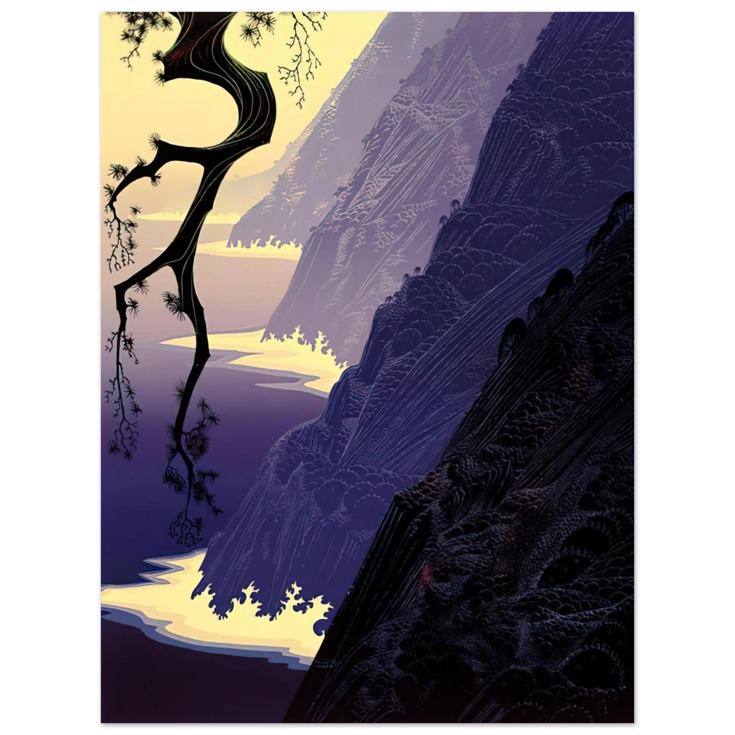 Eyvind Earle - Purple Mist  75x100 cm / 30x40inches Fine Art Poster