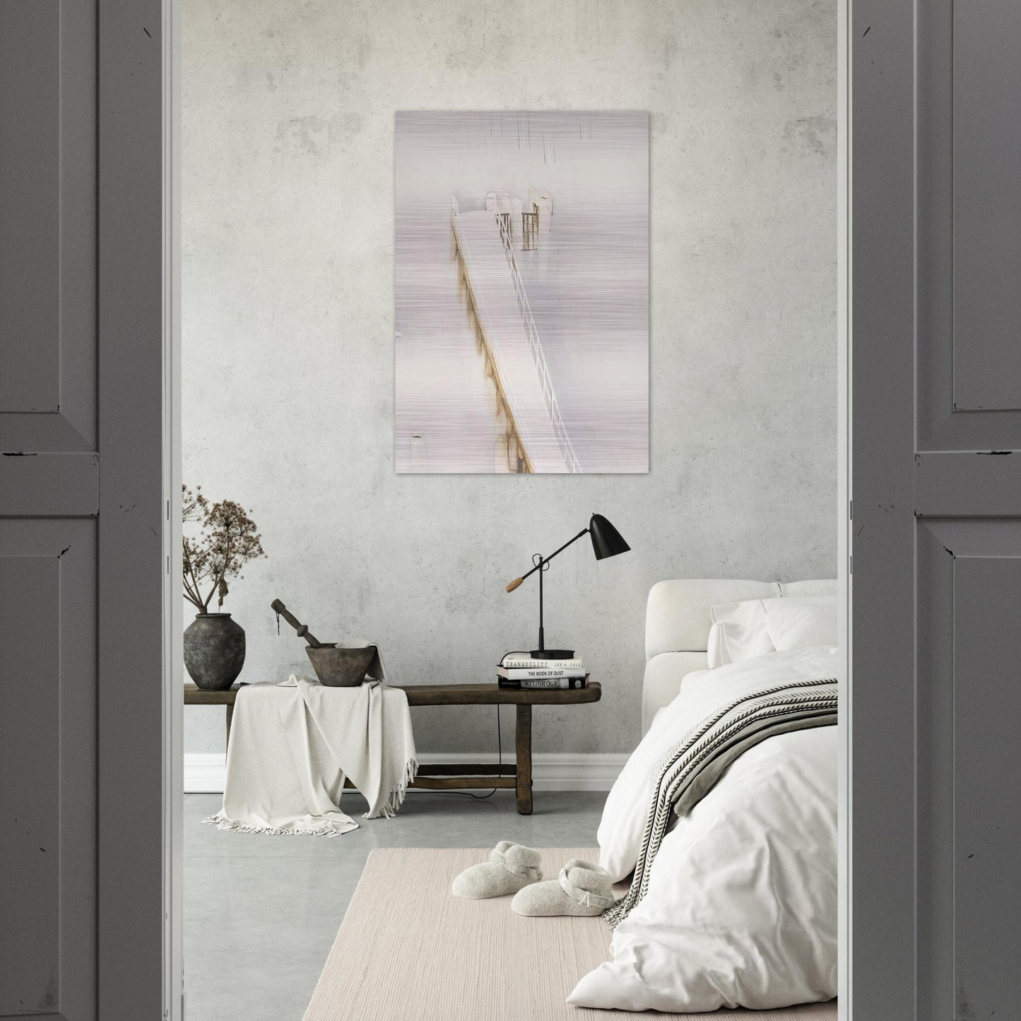 Lavender Bay Pier in the Rain - 1976 - Brett Whiteley Brushed Aluminum Print - 70x100 cm / 28x40 inches | Brett Whiteley Aluminum Print | Brett Whiteley Prints