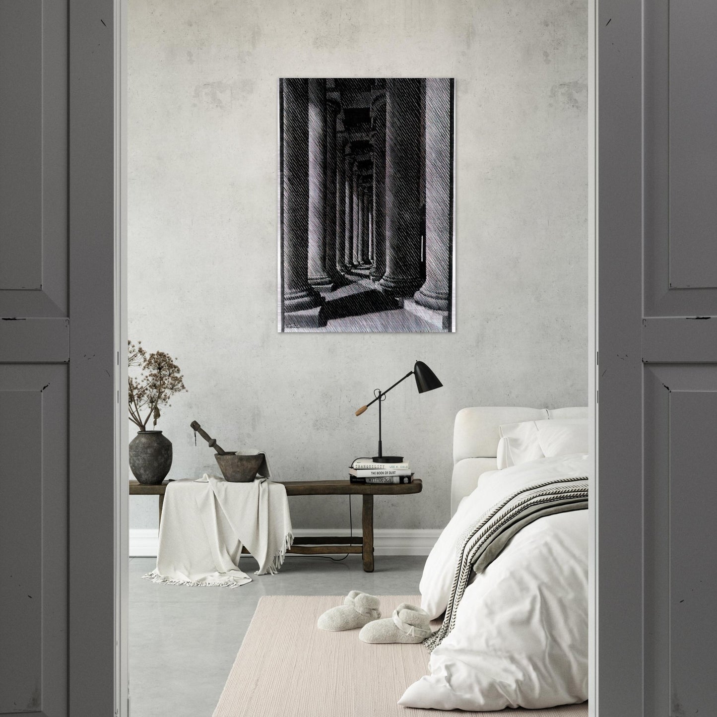 NOCTURNAL ROME COLONADE OF ST PETER S - MC Escher Brushed Aluminum Print - 70x100 cm / 28x40 inches | MC Escher Aluminum Print | MC Escher Prints