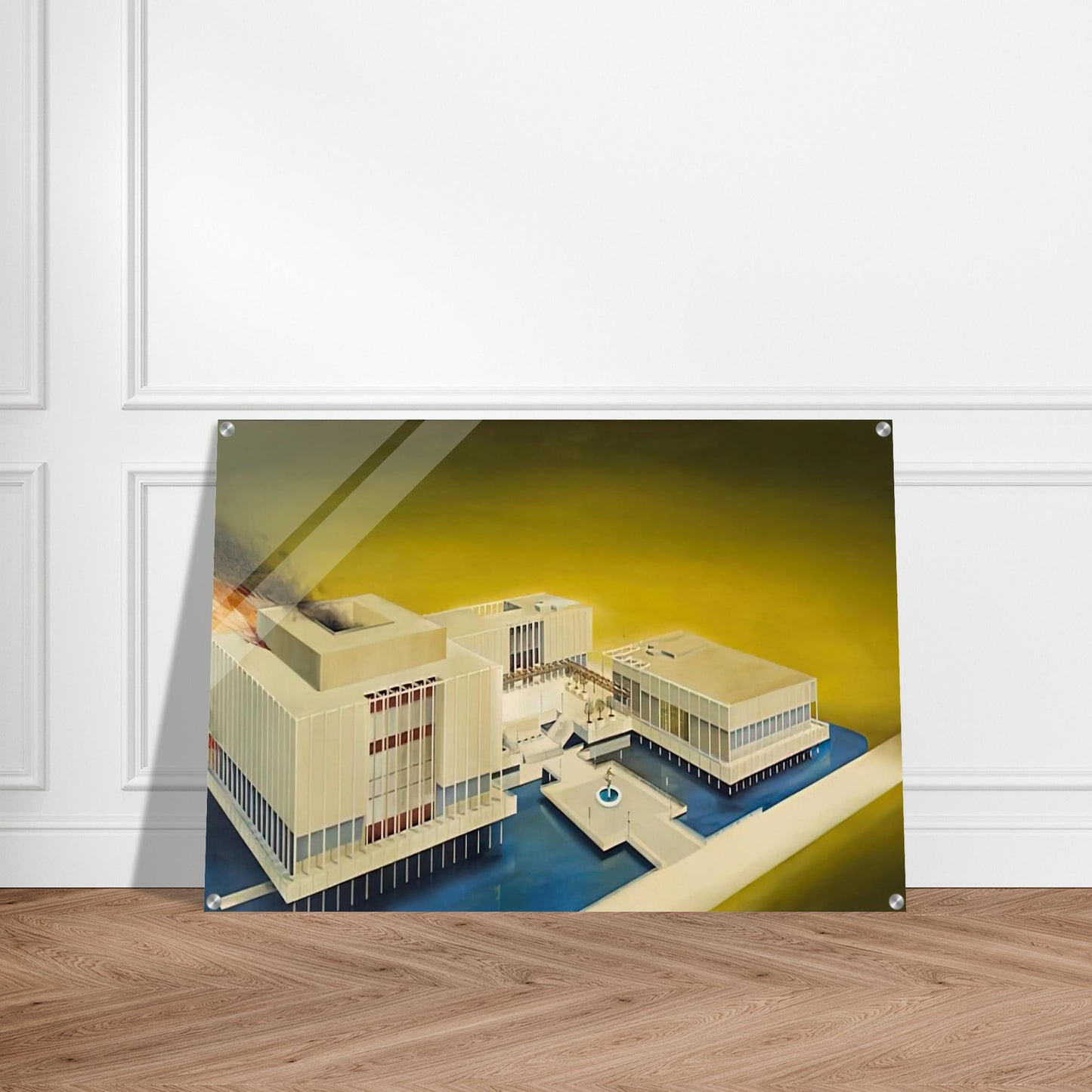 THE LOS ANGELES COUNTY MUSEUM ON FIRE 1968 - Edward Ruscha Acrylic Print - 70x100 cm / 28x40″ inches | Edward Ruscha Wall Art | Edward Ruscha Prints