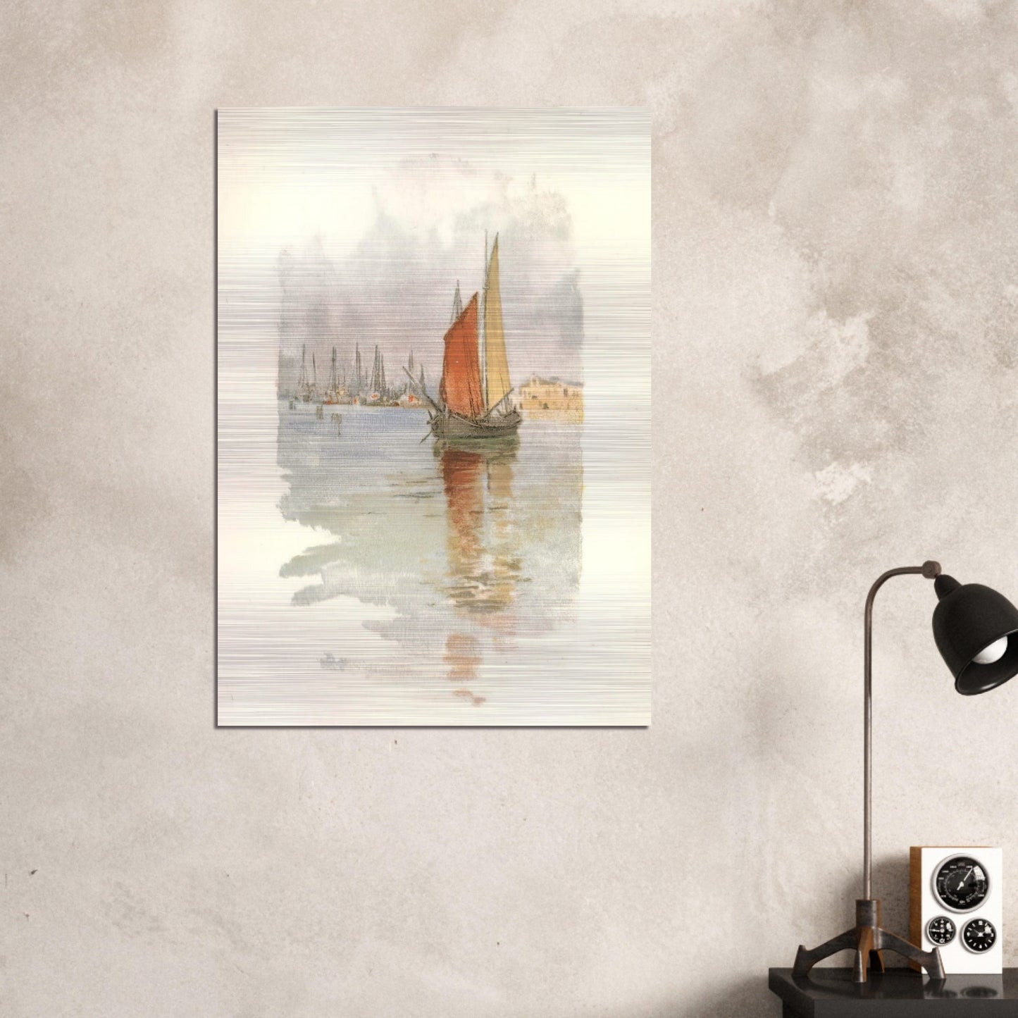 Woodboats and Dogana - Childe Hassam Brushed Aluminum Print - 70x100 cm / 28x40 inches | Childe Hassam Aluminum Print | Childe Hassam Prints