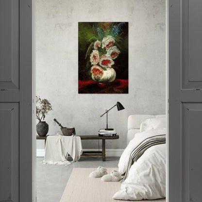 Vase with Peonies - Vincent van Gogh Brushed Aluminum Print - 70x100 cm / 28x40 inches | Vincent van Gogh Aluminum Print | Vincent van Gogh Prints