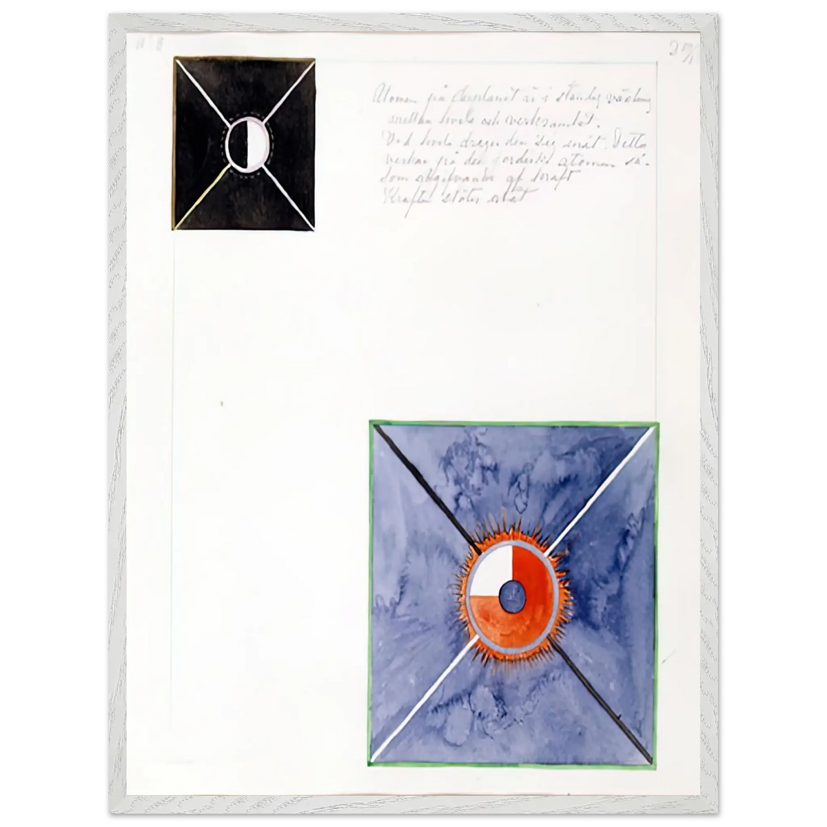 Hilma af Klint - ATOM SERIES NO 8 ATOM ON THE ETHER PLANE IS IN CONSTANT CHANGE BETWEEN REST AND ACTIVITY AT THE 1917 Wall art - 21x29.7 cm / 8x12" - Premium Wooden Framed Poster With Fine Art Paper - Wood frame