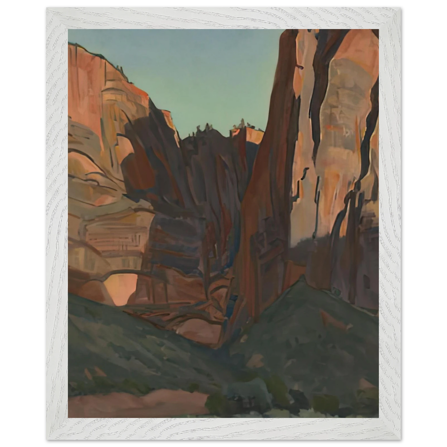 Maynard Dixon - NOTCH IN THE WALL ZION NATIONAL PARK AUGUST 1933 1933 Wall art - 45x60 cm / 18x24 inches - Premium Wooden Framed Poster With Fine Art Paper-canvas - White frame