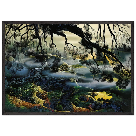 Fog Passes By - Eyvind Earle 70x100 cm / 28x40 inches Framed Art Print – Black Wooden Frame