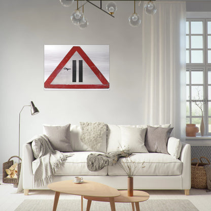 WARNING SIGN 2006 - Banksy Brushed Aluminum Print - 70x100 cm / 28x40 inches | Banksy Aluminum Print | Banksy Prints